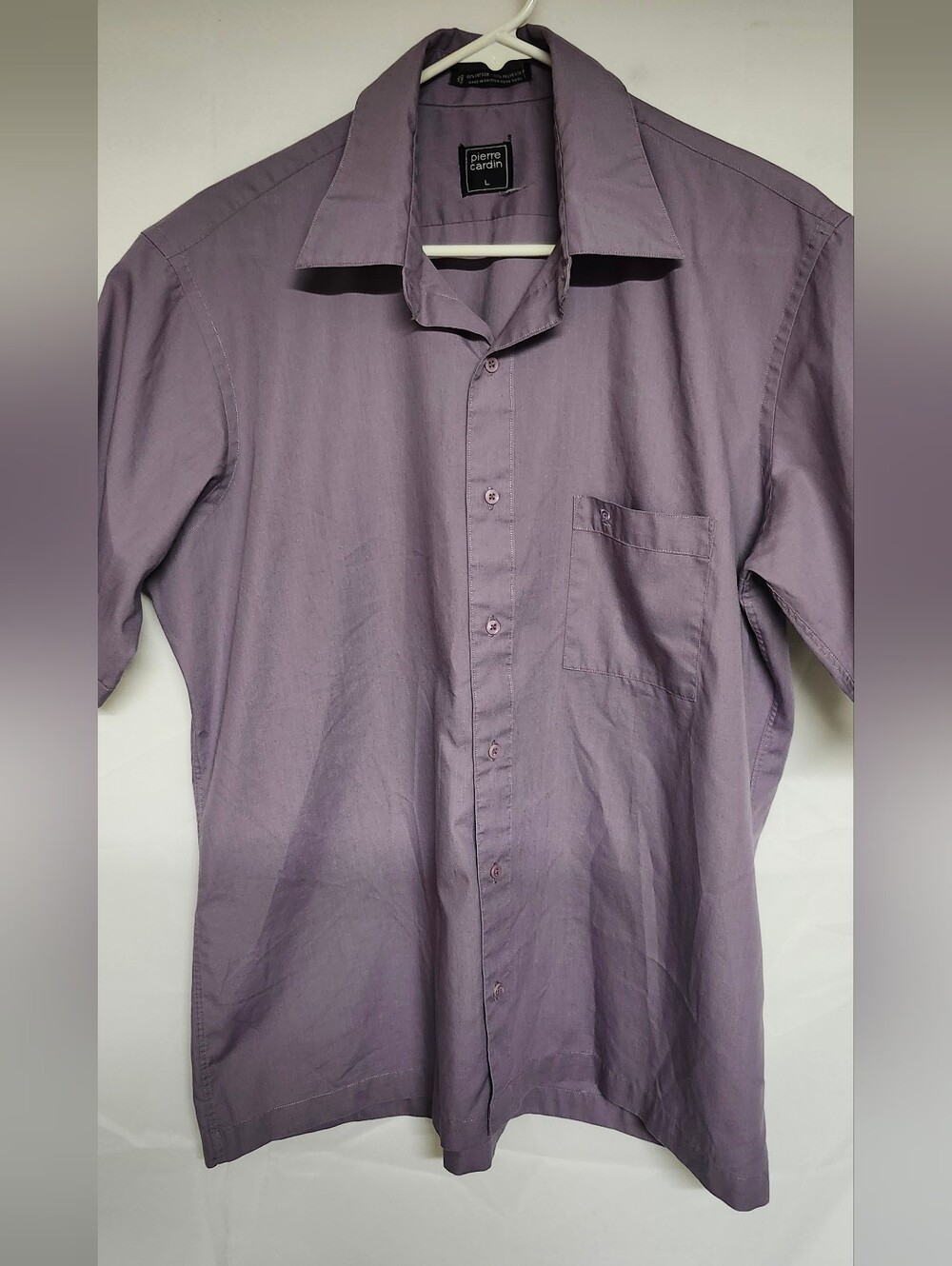 Pierre Cardin Men’s Lavender-Purple Short-Sleeve Button-Down Shirt